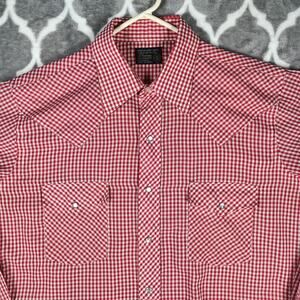 Vintage JCPenney Pearl Snap Shirt Men Large Red Gingham Western